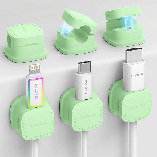 6 Pack Cable Management Cord Organizer, Magnetic Cable Clips-1s Lock, Rocoren by Rocoren