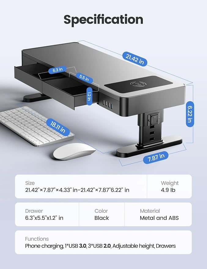meatanty Monitor Stand Heights Adjustable, Computer Riser - Image 7