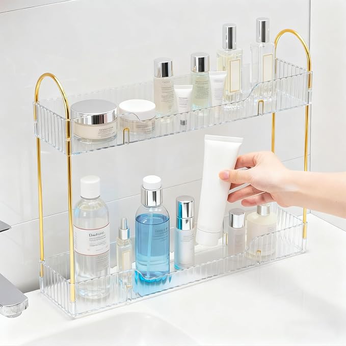 Bathroom Countertop Organizer, 2-Tier Slim Vanity Storage Rack - Image 4