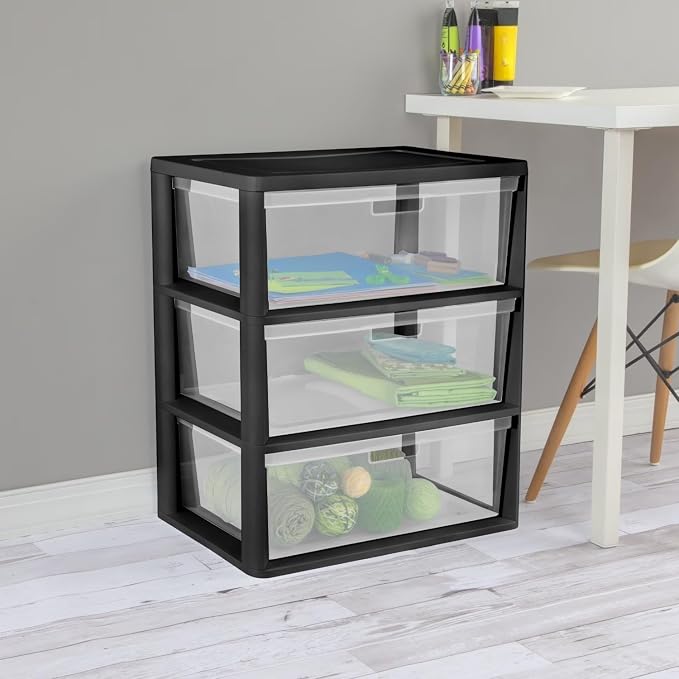 Wide 3 Drawer Tower Plastic Storage Organizer - Image 7