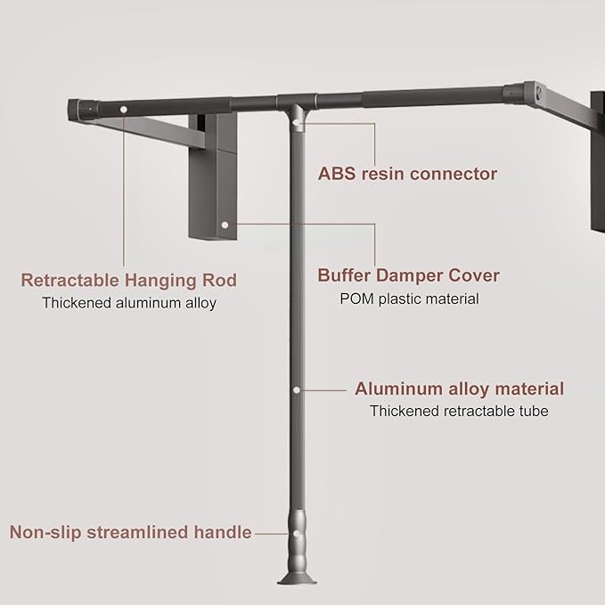 Pull Down Closet Rod for Hanging Clothes, Retractable Wardrobe Hanger for - Image 4
