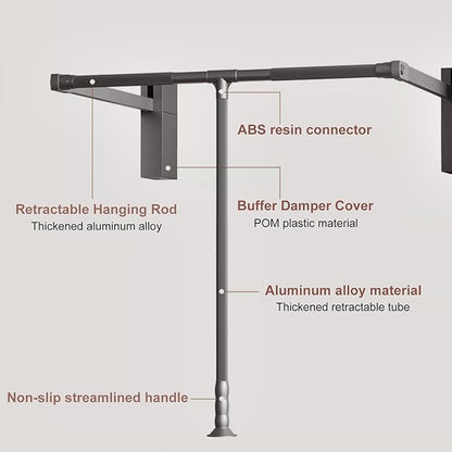 Pull Down Closet Rod for Hanging Clothes, Retractable Wardrobe Hanger for - Image 4