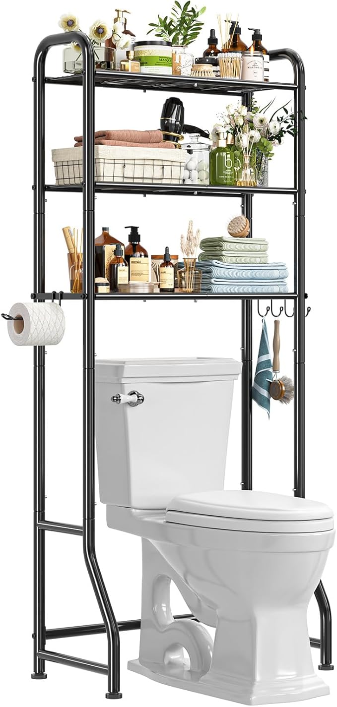 Simple Trending Over The Toilet Storage Rack, Metal 3 Tier Bathroom Organizer - Image 3