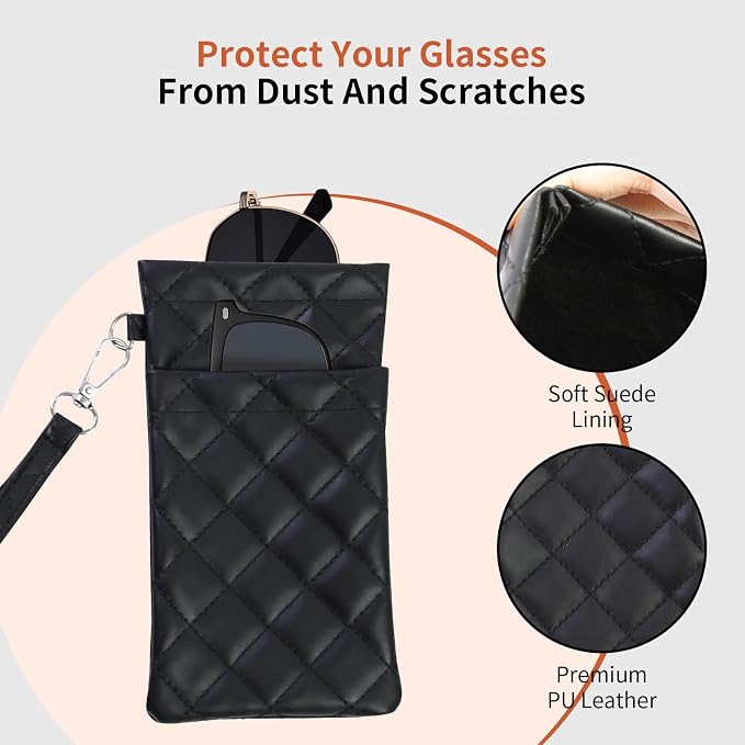 Double Eyeglass Case Soft Dual Glasses Case - Image 3