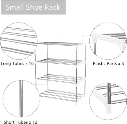 Small Shoe Rack, Narrow Stackable Shoe Shelf Organizer | - Image 5