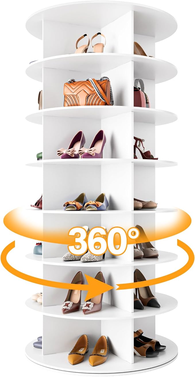 MAGIC UNION 7-Tier Rotating Shoe Rack Tower, Revolving 360 Shoe Rack Storage - Image 7