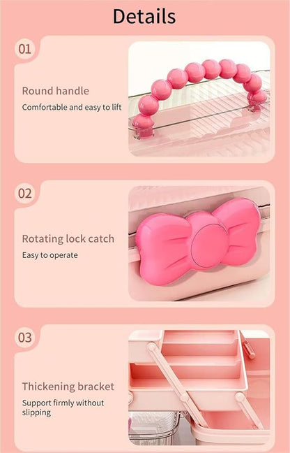 Cute Hair Accessories Organizer 3-Layers Kids Jewelry Storage Box Plastic Hair - Image 6