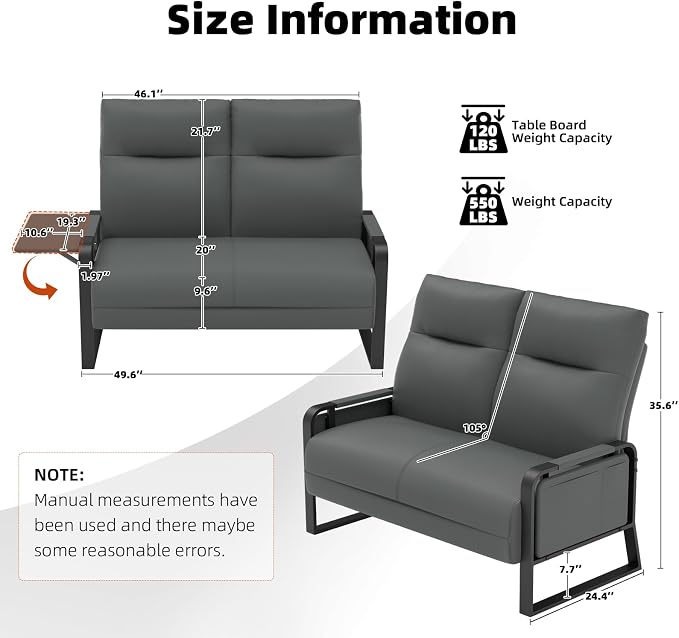 Faux Leather Loveseat, Upholstered Loveseat - Image 2