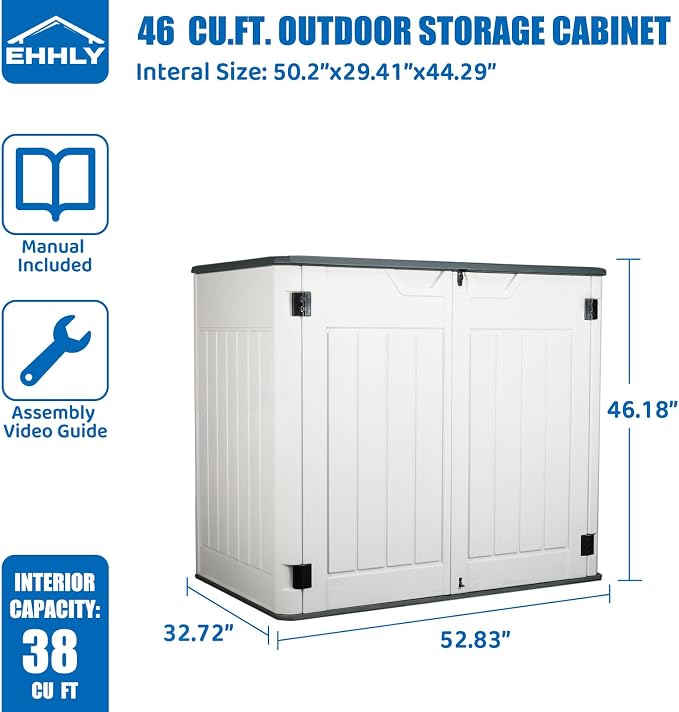 EHHLY Horizontal Resin Storage Shed, 47 Cuft Garden Tool Sheds & Outdoor Storage - Image 3