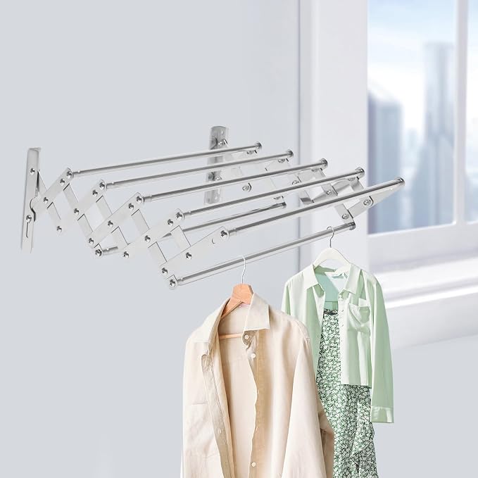 Wall Mounted Laundry Drying Rack, Retractable Clothes Drying Rack - Image 4