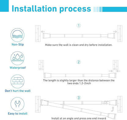 MEXAU 2Pack Spring Tension Curtain Rod 27-50 inch White Small Tension Rod | - Image 6
