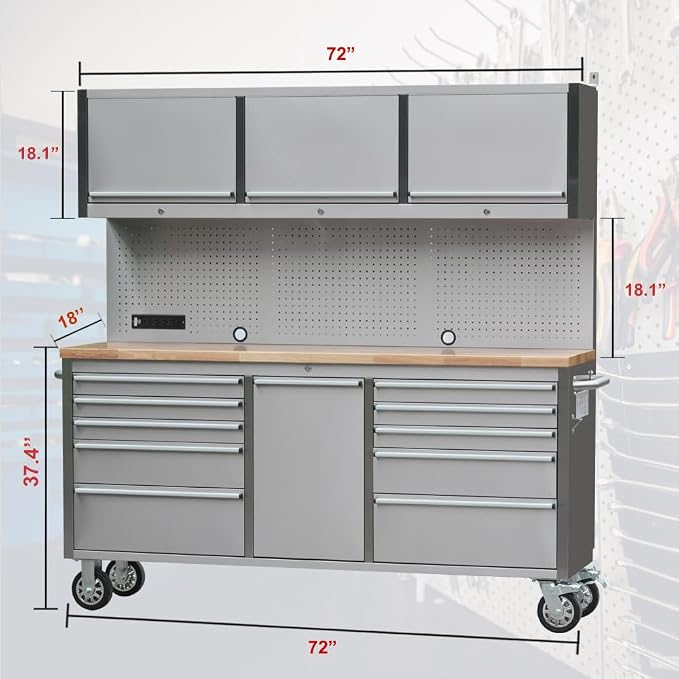 2 Pack - 72" Stainless Steel Rolling Tool Chest - Image 2