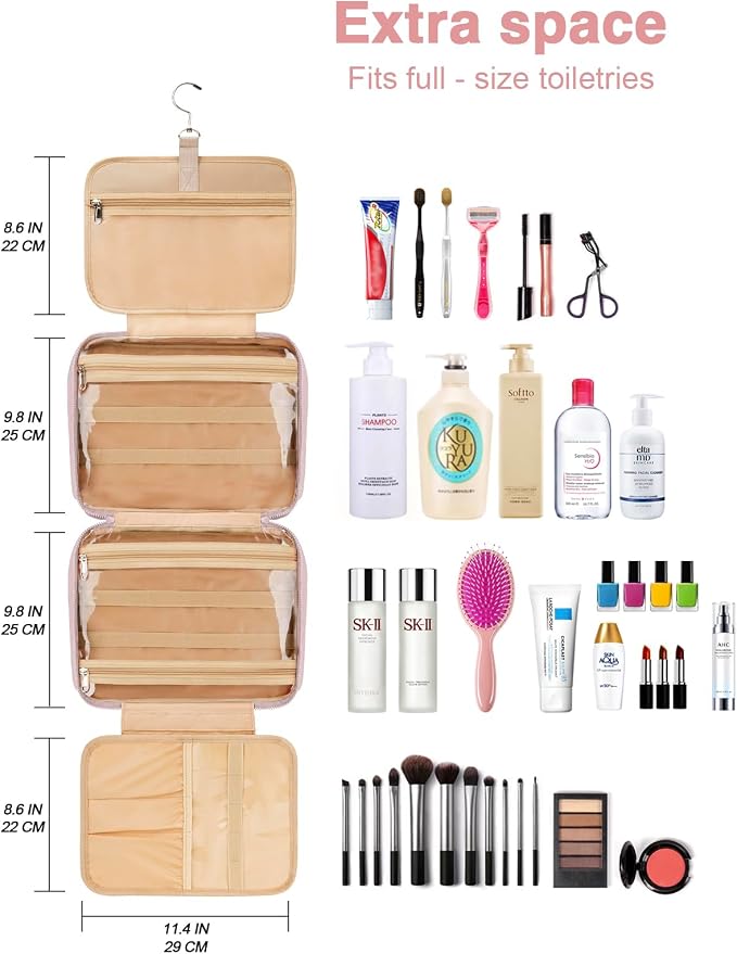 Women's Hanging Toiletry Bag, Waterproof Travel Cosmetic Organizer - Image 8