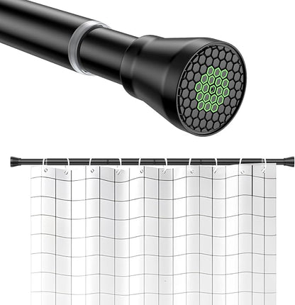 Shower Curtain Rod 45 to 77 Inches Black Tension Curtain Rod No Drilling Shower by HAOYUNTE