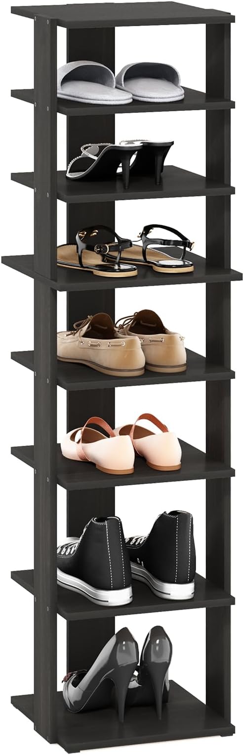 Furinno Compact Vertical Shoe Rack, 8-Tier Narrow Shoe Organizer, Free Standing by Furinno-FitsYourSpaceFitsYourBudget