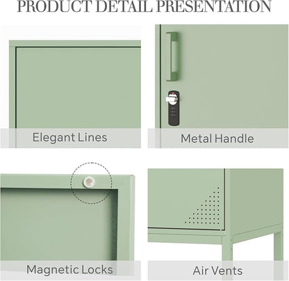 Green Metal Locker Cabinet, 59.1" Lockable Storage Locker - Image 4