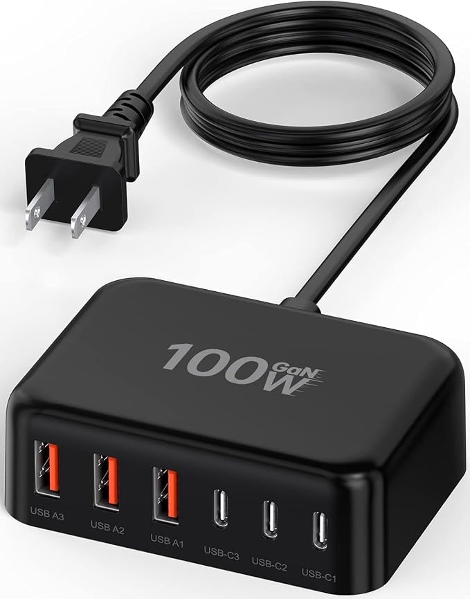 6 in 1 USB Charger, 50% Smaller Charging Station by BOVICAS