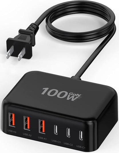 6 in 1 USB Charger, 50% Smaller Charging Station by BOVICAS