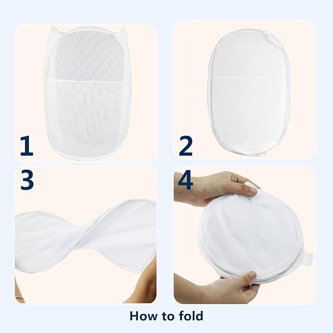 Pop Up Laundry Hamper, Mesh Laundry Basket Collapsible, Foldable Hamper - Image 3