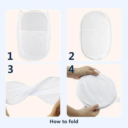 Pop Up Laundry Hamper, Mesh Laundry Basket Collapsible, Foldable Hamper - Image 3