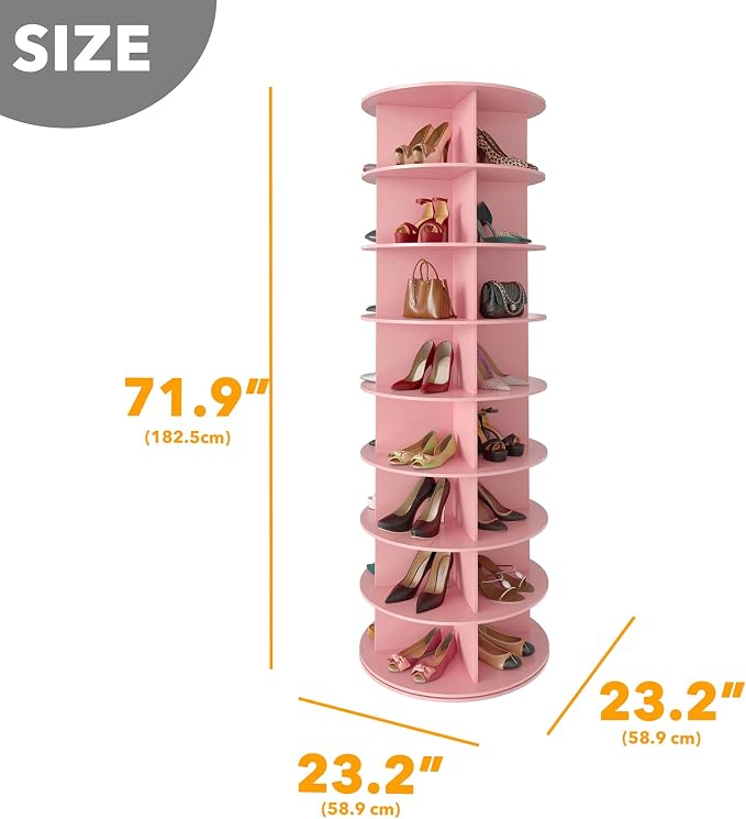 SpaceAid 8 Tier Rotating Shoe Rack Tower, Spinning Shoe Display Lazy Susan - Image 2