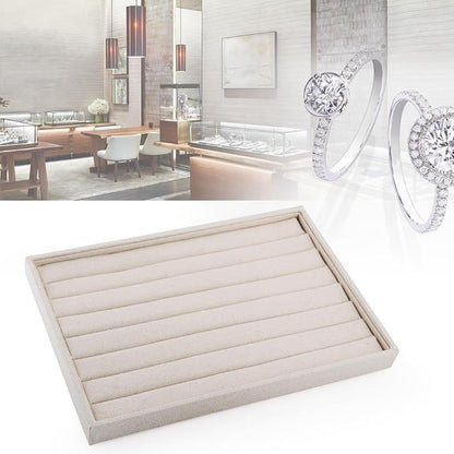 Oirlv Linen 7 Lines Ring Storage Tray Rings Showcase Display Organizer Plate - Image 8