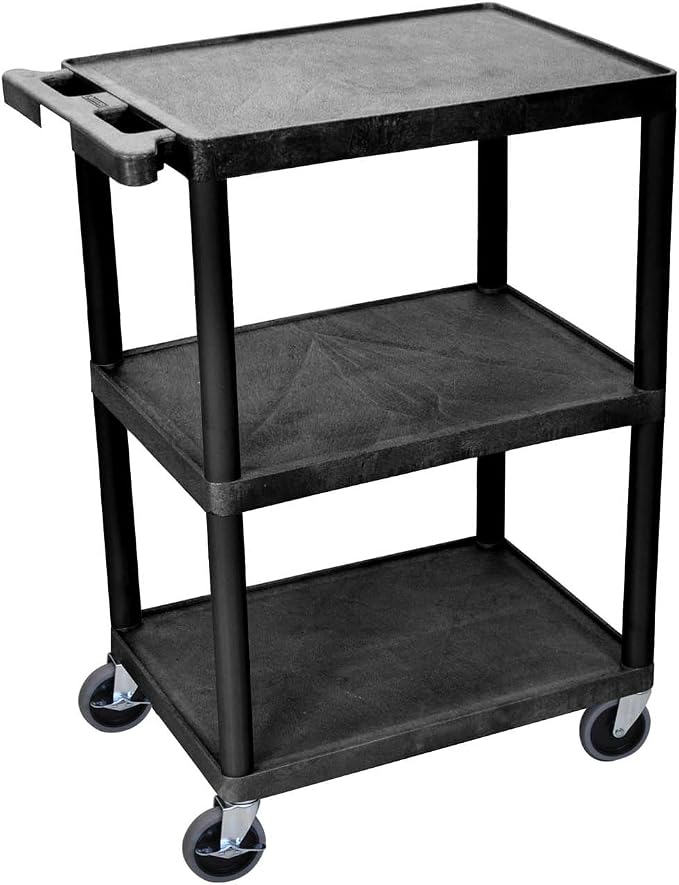 Luxor Multipurpose Storage Utility Cart 3 Shelves Structural Foam Plastic by LuxorWorkspaces