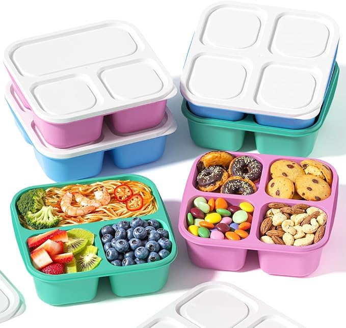 Canfanni 6 Pcs Snack Box Container Set, Reusable 3&4 Compartment Meal Prep by Canfanni