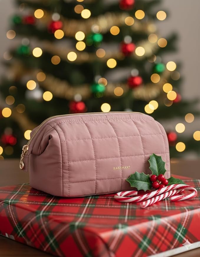 BAGSMART Makeup Bag Travel Toiletry Bag, Puffy Padded Make Up Bags - Image 2