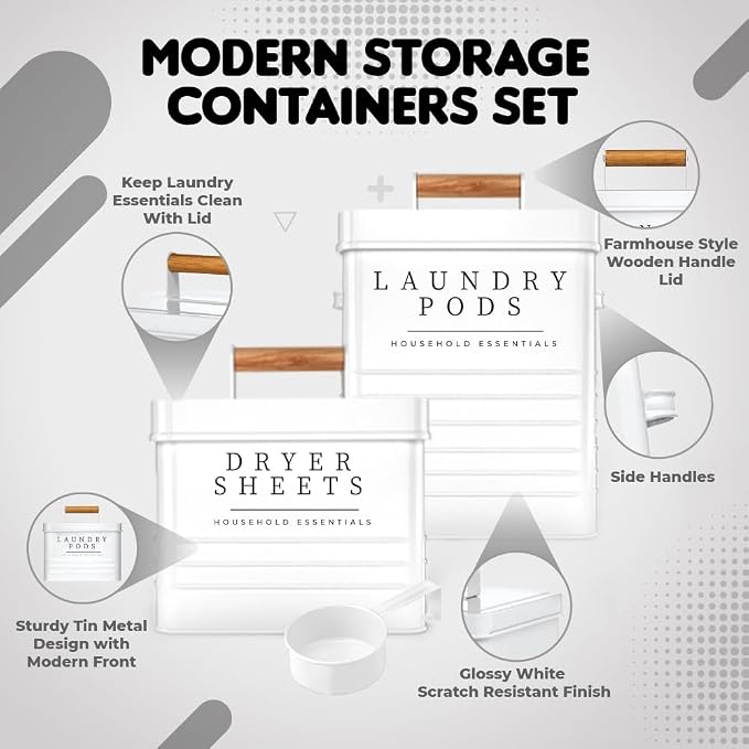 KOANEssentials Farmhouse Metal Laundry Pods Container - Image 4