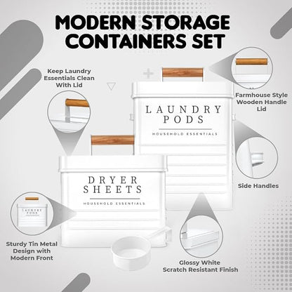 KOANEssentials Farmhouse Metal Laundry Pods Container - Image 4