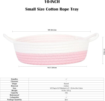 Sea Team 2-Pack Cotton Rope Baskets, 10 x 3 Inches Small Woven Storage Basket - Image 6
