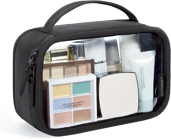 BAGSMART TSA-Approved Toiletry Bag, Large Opening Clear Makeup Bag by BAGSMART
