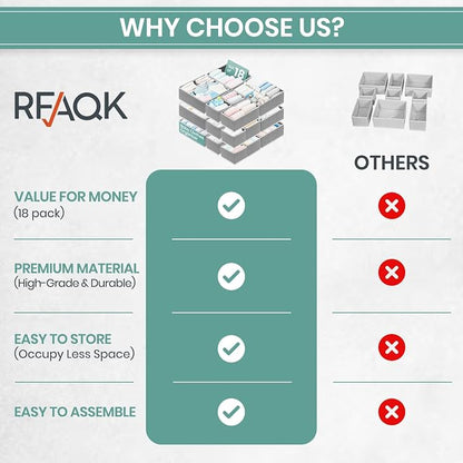 RFAQK 18 Pack Drawer Organizer Clothes-3 Sizes Dresser Organizer - Image 6