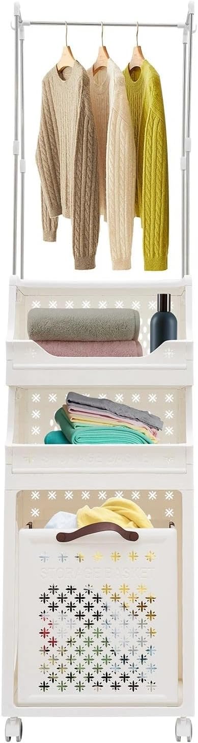 Laundry Hamper Cart, 4 Tiers Laundry Hamper Trolley, Laundry Basket, Rolling - Image 8