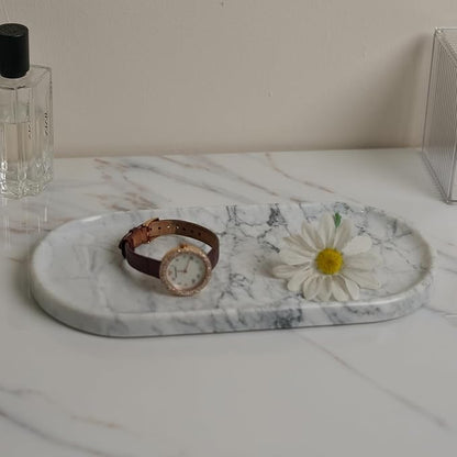 Natural Marble Tray 9.8”x4.7”x0.6” | Hand-Polished Oval Stone Tray - Image 6