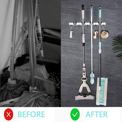 Broom Mop Holder Wall Mount Stainless Steel Tool Hanger Storage Organizer - Image 7