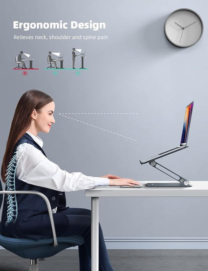 Lamicall Adjustable Laptop Stand, Portable Laptop Riser, Aluminum Laptop Stand - Image 2
