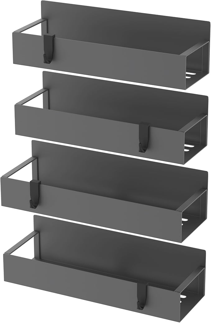 Metal Magnetic Spice Rack for Refrigerator Dark Gray, 4 Pack | Magnetic Shelves - Image 6