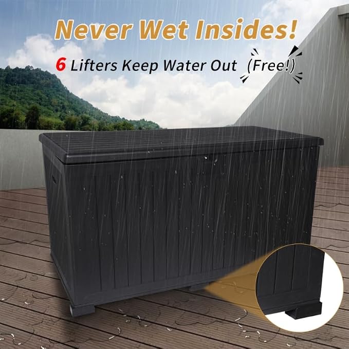 KUIKUI 320 Gallon Deck Box Waterproof, Extra Large Outdoor Storage Box Lockable - Image 2