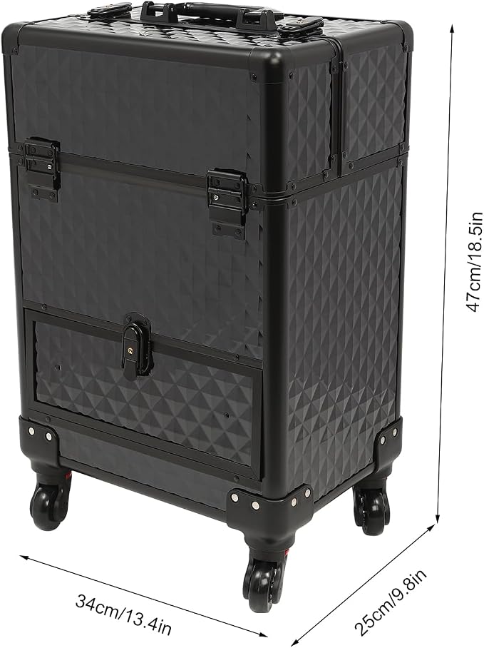 Rolling Makeup Train Case with Drawers, Portable Rolling Makeup Cart with Wheels - Image 4