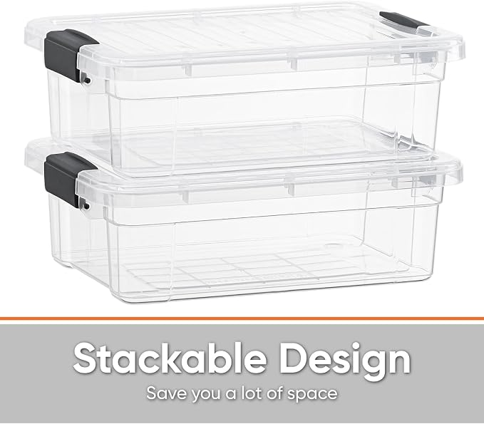Superio Storage Bins with Lids- 8 Pack, 4.5 Qt Clear Boxes - Image 4