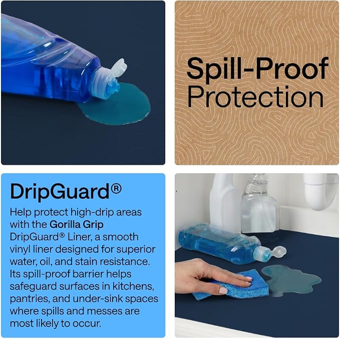 GORILLA GRIP DripGuard Shelf Liner, Non-Adhesive Drawer and Kitchen Cabinet - Image 3