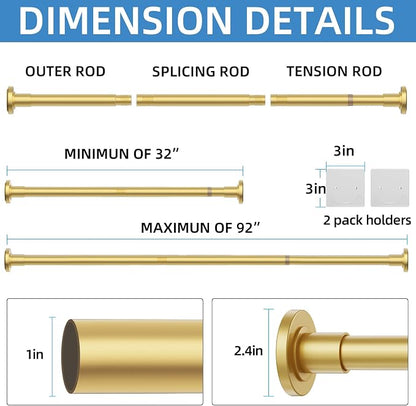 CorkLatta Gold Adjustable Shower Curtain Rod 32 to 92 inch - Image 4