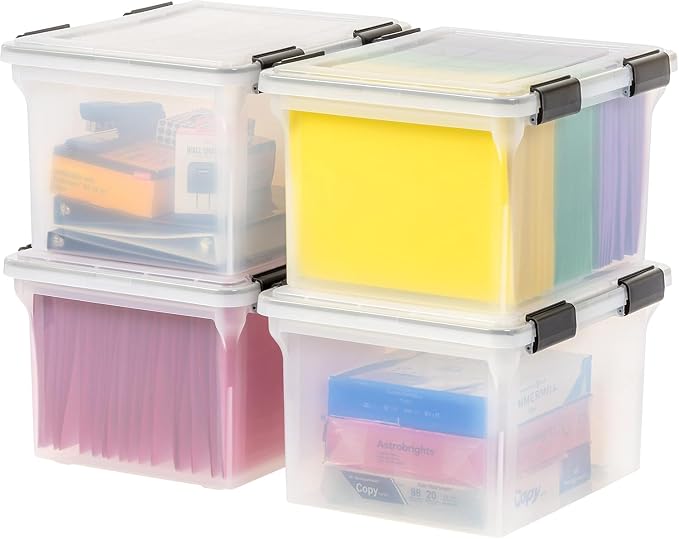 IRIS USA WeatherPro File Box Organizer, Letter/Legal, 32 Qt. 4-Pack, secure - Image 10