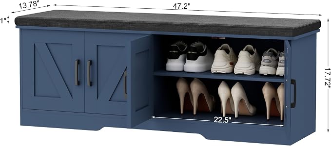 HOMSHO Farmhouse Shoe Storage Bench - Image 3