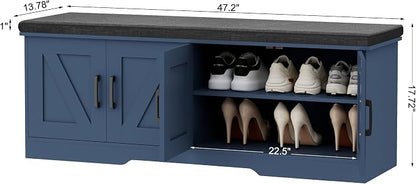 HOMSHO Farmhouse Shoe Storage Bench - Image 3
