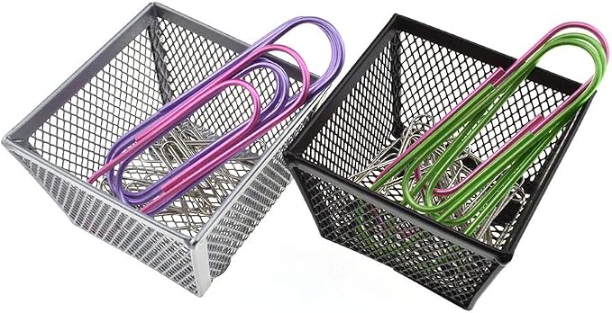 HAHIYO Stackable Paper Clip Mesh Holder Cup 2.2" Height 4 Pack Sturdy Paperclip - Image 6