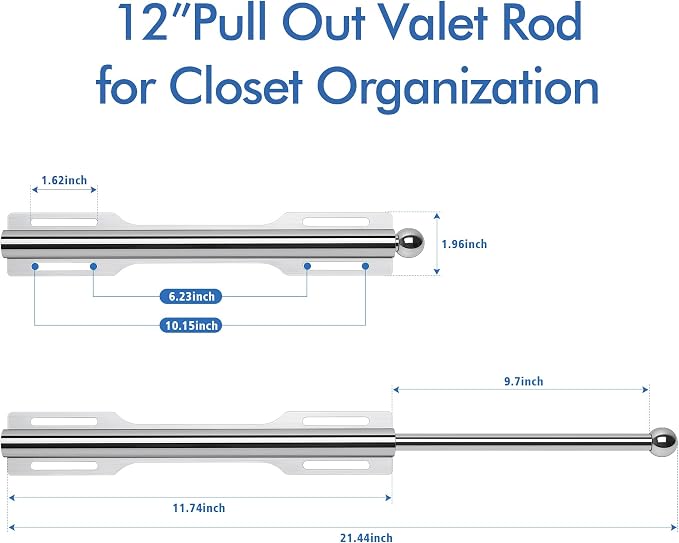 FIRJOY 12" Valet Rod for Closet Pull Out - Image 3