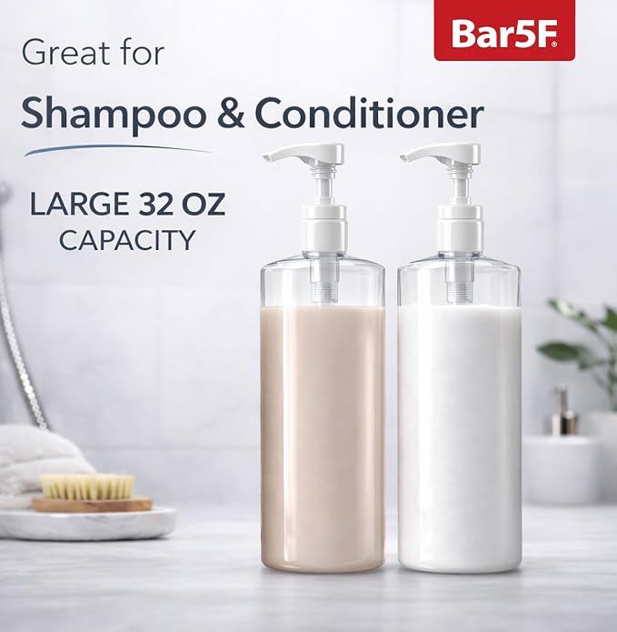 Bar5F Pump Bottle Empty for Shampoo Conditioner Body Wash Lotion BPA-Free - Image 4